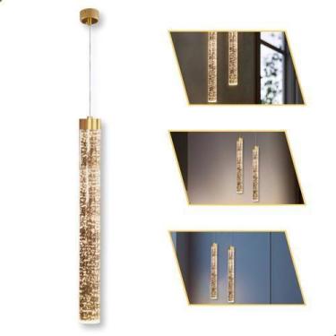 Imagem de Luminária Pendente Lustre Bolhas De Cristal Cilíndrico Luxo - VLED