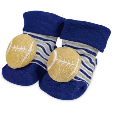 Imagem de Meia Divertida Antiderrapante Infantil 3D Menino Bola Rugby 6 a 12m Ad