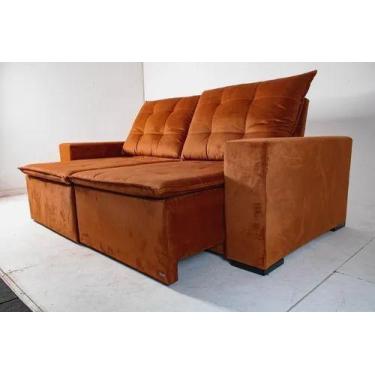 Imagem de Sofá Super Luxo Diamente Retrátil E Reclinável Em Suede - Novo Encanto