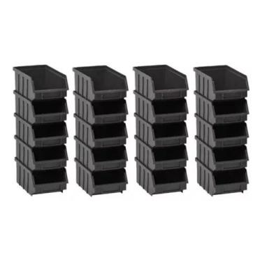 Imagem de Kit 18 Gavetas Plásticas Bin nº 3 Preto - RDI PLASTICOS