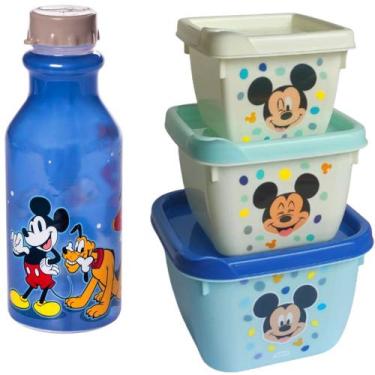 Imagem de Kit Lanche Escola Mickey Disney Infantil Potes e Garrafa - Plasútil