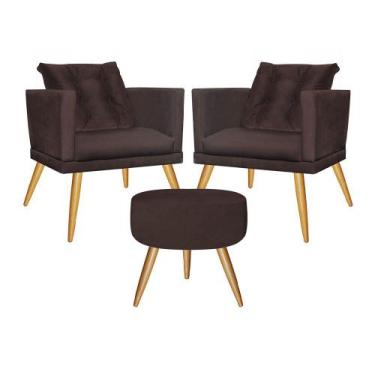 Imagem de Kit 02 Poltrona Com Almofada e Puff Milena Confort Sala Recepção Escri