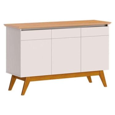 Imagem de Aparador Para Sala Buffet Classic 3 Portas Off White Nature - Imcal - 