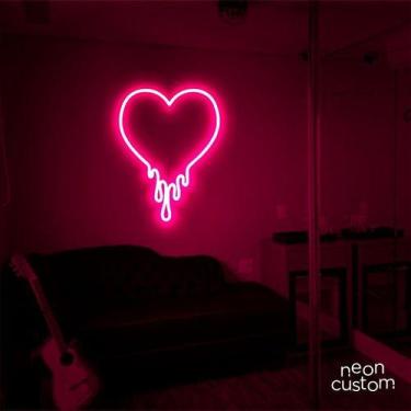 Imagem de luminaria letreiro Neon Led Coração Derretido 100x75 luminoso decoraçã