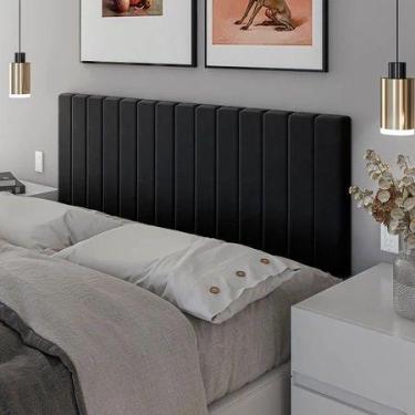 Imagem de Cabeceira Suspensa Cama Box Casal LUNA Suede 160x55 - CASA HP, Preto