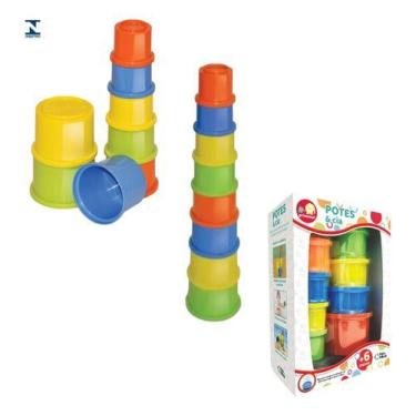 Imagem de Brinquedo Infantil Potes De Empilhar Encaixar Para Bebê Cia - Primma