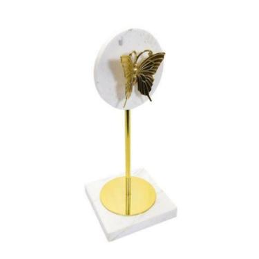 Imagem de Escultura Borboleta Menor no Suporte Marmore e Metal Luxo - LUXdécor