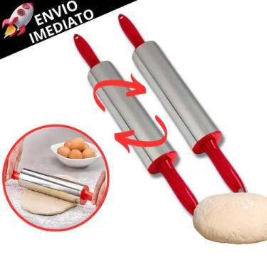 Imagem de Rolo de Massa Para Abrir Massa Amassador Pizza Pão Cilindro Giratório 