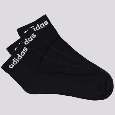 Imagem de Kit Meia Adidas Logo Linear Ankle 3 Pares Preto, P