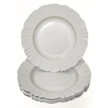 Imagem de Kit 50 Pratos Pétala Fundo Com Borda Para Refeição Churrasco Festa Jan