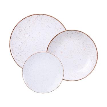 Imagem de Jogo de Pratos Tramontina Rústico Marrom 12 Peças em Porcelana Decorada