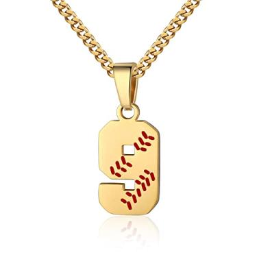 Imagem de Colar com número de beisebol para meninos 00-99 Atletas Jersey Número colar de aço inoxidável corrente banhada a ouro 55,88 cm pingente de beisebol personalizado presente de beisebol para homens e mulheres meninas, Aço inoxidável, não sabe