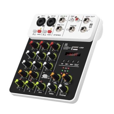 Imagem de MERIGLARE Mixer de áudio, console de mesa de som, compacto, recarregável, 48 V, mixer de som profissional, mixer de DJ para festa de apresentação