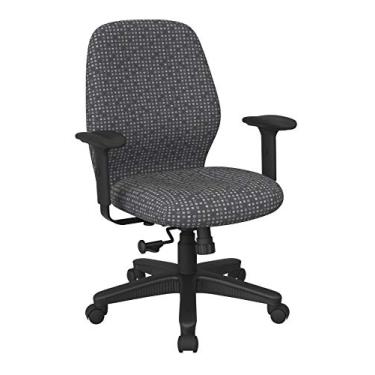 Imagem de Office Star Cadeira ergonômica de mesa de escritório com encosto médio com controle de inclinação sincronizado 2-1 e braços acolchoados macios ajustáveis, tecido cinza fino