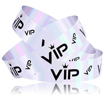 Imagem de 500 pulseiras de papel, pulseiras de papel VIP, pulseiras de papel para festas, pulseiras de papel, braçadeiras VIP para eventos, entrada, festa VIP, festivais de música, concertos (prata purpurina)