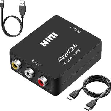 Imagem de Amtake Conversor RCA para HDMI, 1080p RCA composto CVBS AV para HDMI adaptador conversor de áudio e vídeo compatível com N64 Wii PS2 Xbox VHS VCR câmera DVD, suporta PAL/NTSC com cabo de alimentação