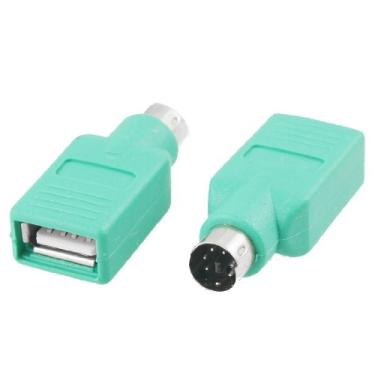 Imagem de uxcell Mini conector adaptador de mouse DIN PS/2 para porta USB verde 2 peças