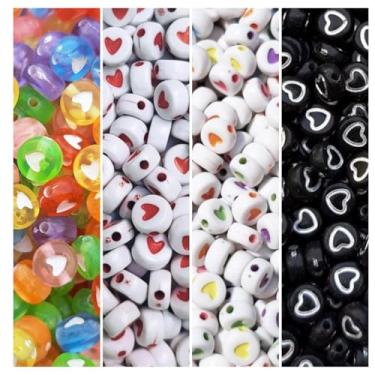 Imagem de 400 Miçanga Entremeio Letra Coração Smile Pérola Missanga Bijuteria Artesanato (4 corações)