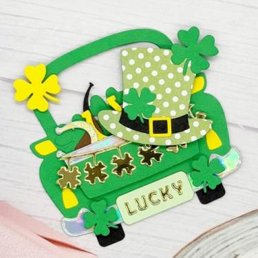 Imagem de KSCRAFT 2025 Janeiro Páscoa novo lançamento estêncil de matriz de corte de metal para scrapbooking faça você mesmo cartão de papel em relevo decorativo (caminhão St. Patricks Add-On)