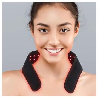 Imagem de Cinto de terapia de luz vermelha para pescoço, almofada de aquecimento com luz infravermelha de 660 nm e 850 nm, urdidura aquecida para pulsos,tornozelos,panturrilhas,alívio da dor,24 LEDs,10 Hz/40 Hz