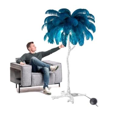 Imagem de Luminária de chão, lâmpadas de piso de penas, lâmpadas de chão modernas de resina, lâmpadas de LED 3 tons, lâmpada de pé regulável, interruptor de pé, lâmpada de leitura para quarto - presente