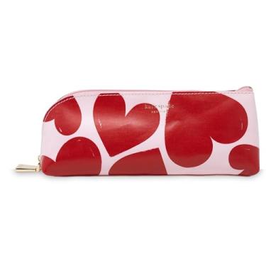 Imagem de kate spade new york Estojo para caneta e lápis com material de escritório, bolsa com zíper inclui 2 lápis, apontador, borracha e régua, corações doces