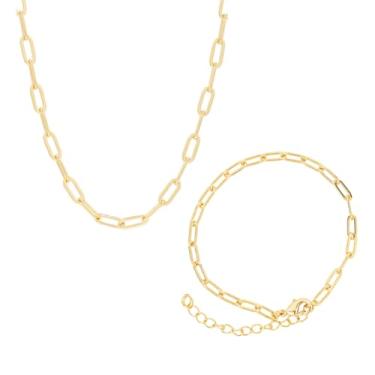 Imagem de Conjunto Colar e Pulseira Elos Semi Joias Banhado Ouro 18k, Design Elegante e Sofisticado, Perfeito para Presentes, Uso Diário ou Ocasiões Especiais, Agregando Beleza e Estilo ao Visual