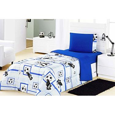 Imagem de Edredom Cama Solteiro Futebol Azul em tecido Algodão com Poliester - Edredom Kids