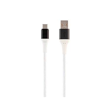 Imagem de Monoprice Cabo de carregamento e sincronização USB 2.0 tipo C para tipo A – 1,8 m – Branco, durável, trançado de nylon reforçado com Kevlar – Série AtlasFlex