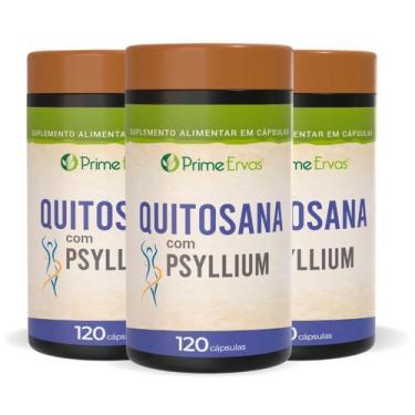 Imagem de Kit 3 Quitosana com Psyllium 120 cápsulas Prime Ervas