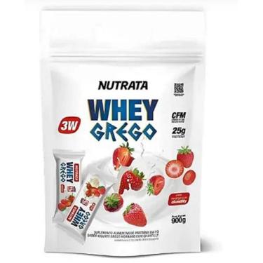 Imagem de Whey Grego 900G Refil - Nutrata, Morango com chantilly