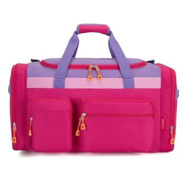 Imagem de HawLander Bolsa infantil grande para viagens, durante a noite ou fim de semana, 50,8 cm, Roxo, rosa, Bolsa de viagem
