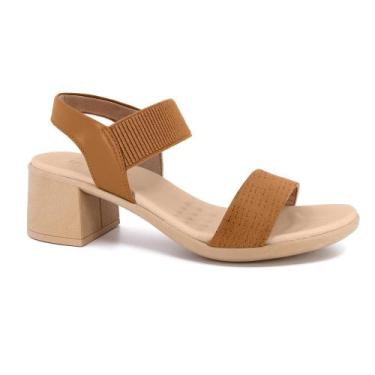 Imagem de Sandalia usaflex em couro elastico ref uc22003 feminino, Marrom, 35