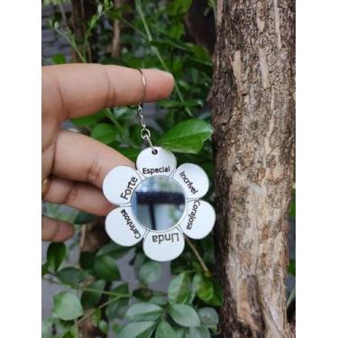Imagem de Chaveiro Flor com Espelho 50 unidades MDF BC, decoração, lembrancinhas