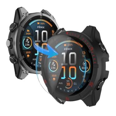 Imagem de OVERSTEP Capa para Garmin Fenix 8 47 mm Solar – À prova d'água, antiarranhões, resistente a quedas TPU com protetor de tela HD integrado