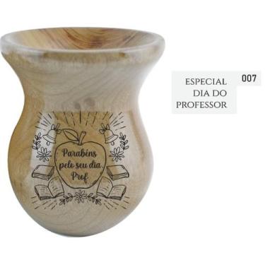 Imagem de Cuia de Madeira Natural Personalizada - Dia dos Professores - Mix Atac