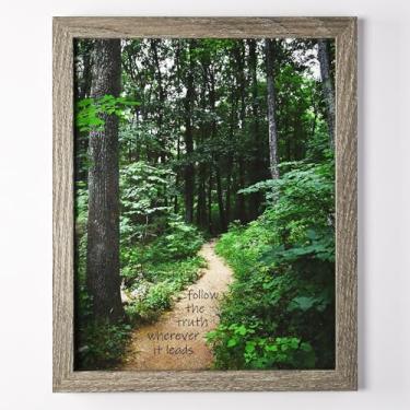 Imagem de Moving Truths Pôster Follow the Truth Hiking Trail - Arte de parede inspiradora para buscadores da verdade - Poderoso lembrete motivacional para buscar a verdade, não importa onde ela leve - moldura