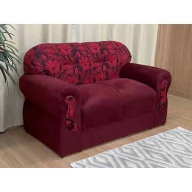 Imagem de Sofás 2 Lugares Encanto Beleza e Praticidade - Alpoim, Vinho C/Floral