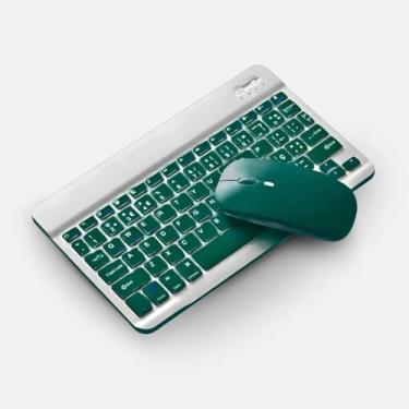 Imagem de Teclado Mouse Bluetooth Portátil Abnt Sem Fio Recargável Compatível Windows Android iOS iMac Ergonomia Conforto Performance - Verde Escuro