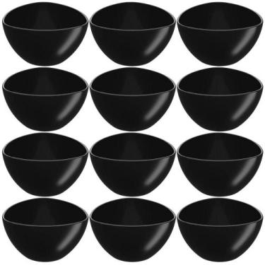 Imagem de 12 Bowls Preto de Plástico Triangular 250ml Pote de Petiscos Sobremesa
