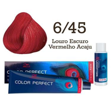 Imagem de Coloração Color Perfect 6/45 Louro Escuro Vermelho Acaju + Ox 20  Well