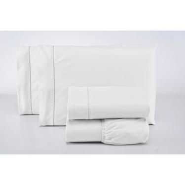 Imagem de Jogo Lençol Solteiro 2 Peças 200 Fios 100% Algodão Premium (Branco)