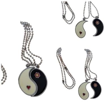 Imagem de Kit Colar Yin Yang 2 em 1 Modelo Novo Preto+Branco