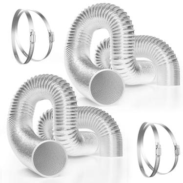 Imagem de VIVOSUN Pacote com 2 dutos flexíveis de alumínio de 15 cm e 2 metros, mangueira de ventilação de secadora flexível para ventilação HVAC, 4 braçadeiras incluídas
