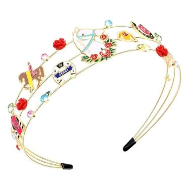 Imagem de NVENF Kentucky Derby Bandanas femininas com flor de rosa, cavalo, ferradura, acessórios de cabelo, presentes (padrão D)