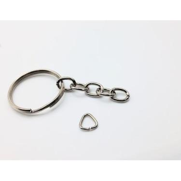 Imagem de Argola para Chaveiro 22mm Batida C/ Corrente Grossa + Elo Triangulo 6m