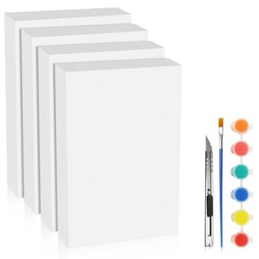 Imagem de LuckyFoam Pacote com 4 folhas de espuma brancas, 30,5 x 19 x 5 cm, retângulos de poliestireno de 5 cm de espessura, placa de espuma XPS para isolamento de materiais de arte de modelagem DIY