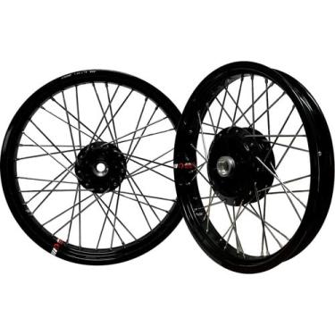 Imagem de Par Roda Aro Alumínio Preto Viper Vpr Titan Fan 150 Á Disco