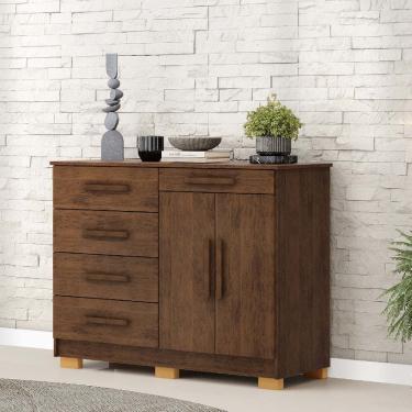 Imagem de Cômoda Sapateira 5 Gavetas 2 Portas Sirius Imbuia Rústico - Vila Rica