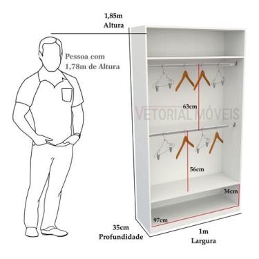 Imagem de Armário Cabideiro Marina M4 Mdp Closet Expositor Roupeiro